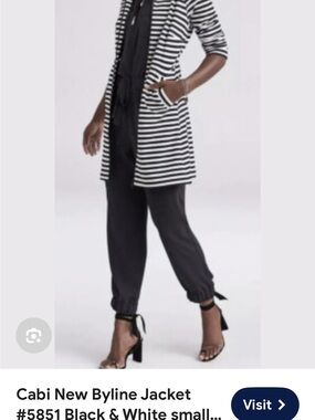 CAbi Black & White Striped Byline Jacket
